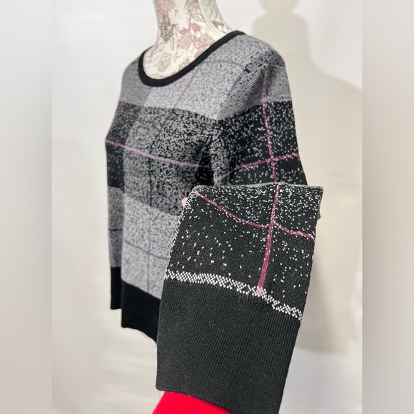 RAG & BONE Black and gray TEGAN plaid crew neck sweater size M. - Picture 5 of 14